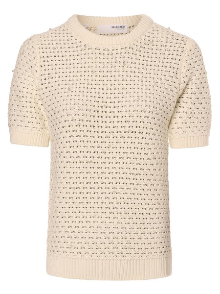  Selected Femme Sweter Damski - Slfpenny Kobiety Bawełna Beżowy|biały, L 