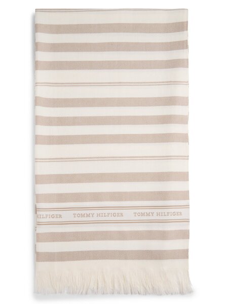  Tommy Hilfiger Damski Tkany Szalik Z Zawartością Lnu - Premium Beach Scarf Kobiety Bawełna Beżowy, One Size 