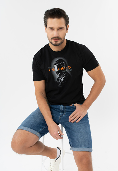  Volcano Bawełniany T-shirt, Comfort Fit, T-nec 