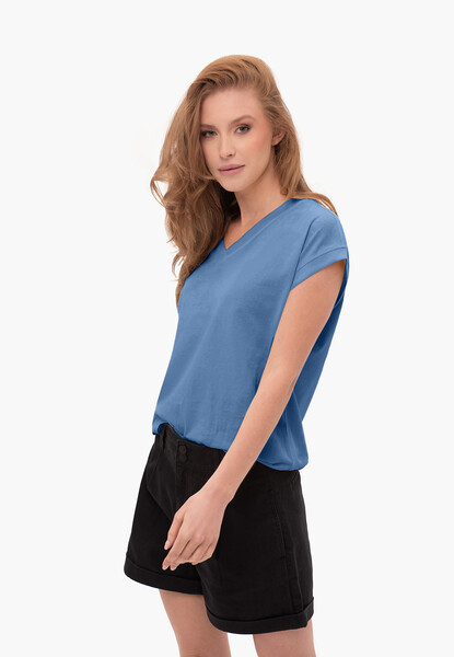  Volcano T-shirt Z Dekoltem V, Comfort Fit, T-sky 