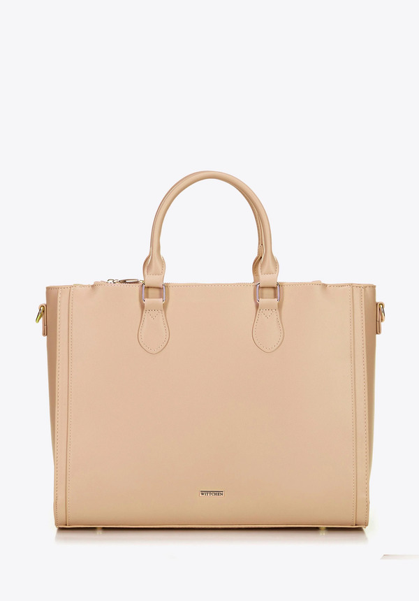  Wittchen Damska Torba Na Laptopa 14,5” Z Imitacji Skóry Beżowa 