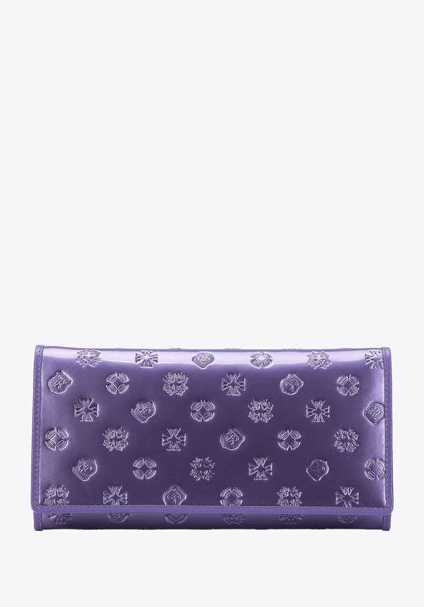  Wittchen Damski Portfel Skórzany Tłoczony W Monogram Fioletowy 