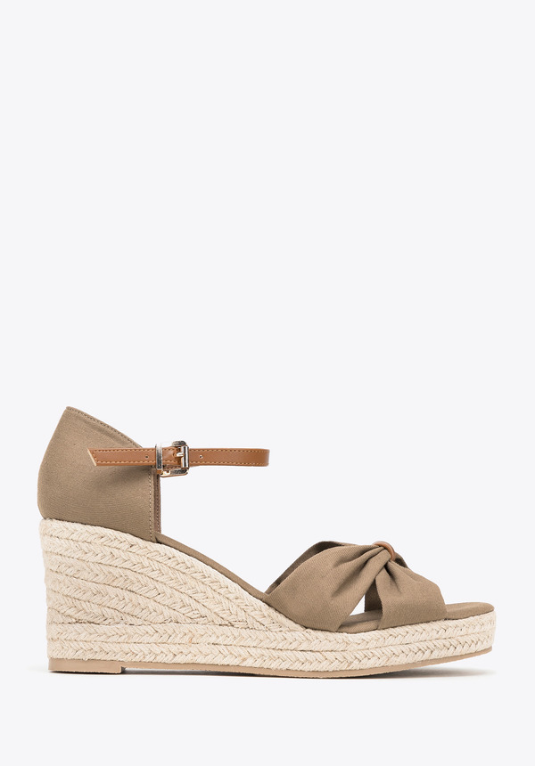  Wittchen Damskie Espadryle Z Kokardą Z Przodu Khaki 