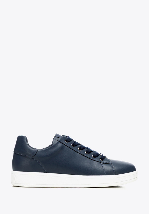  Wittchen Damskie Sneakersy Skórzane Na Platformie Granatowe 