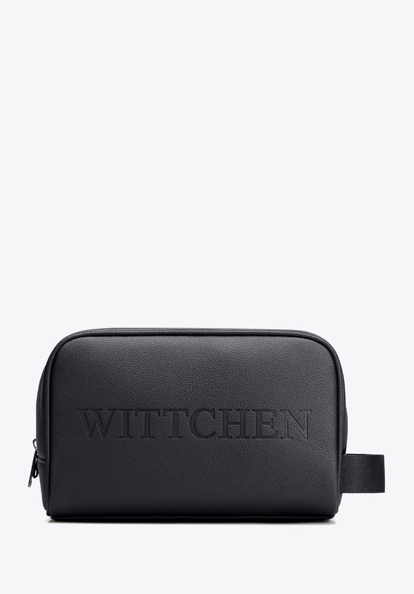  Wittchen Kosmetyczka Z Imitacji Skóry Z Logo Czarna 