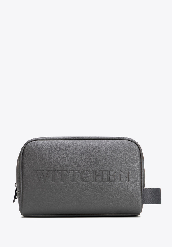  Wittchen Kosmetyczka Z Imitacji Skóry Z Logo Szara 