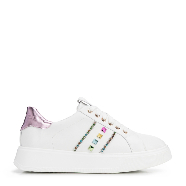  Wittchen Sneakersy Z Imitacji Skóry Z Ozdobami Biało - Różowe 