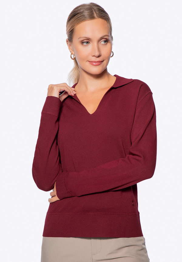  Wittchen Sweter Damski Z Dekoltem V-neck Bordowy 