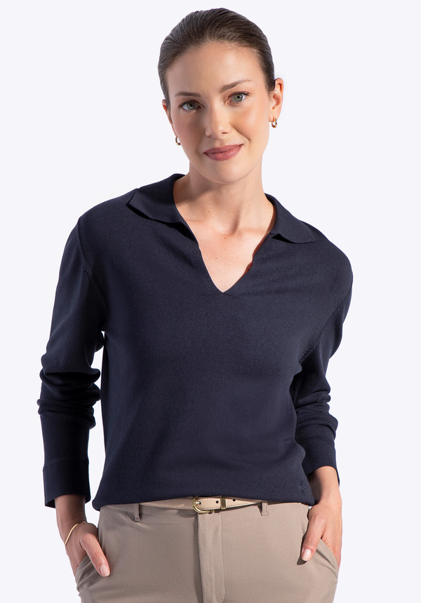  Wittchen Sweter Damski Z Dekoltem V-neck Granatowy 